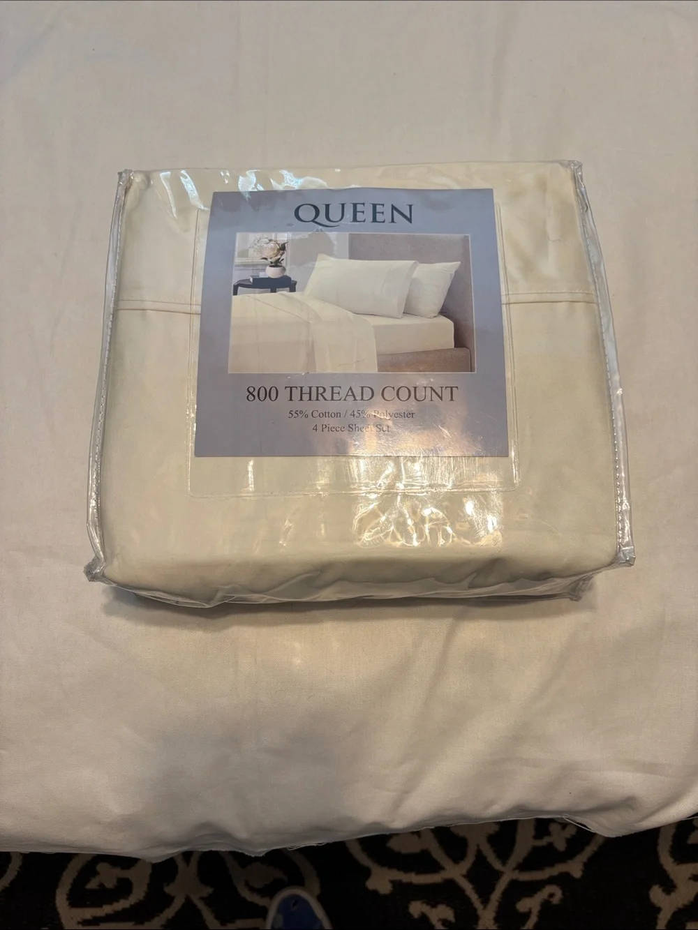 Queen 800-Thread Count Cream Sheet Set - Soft Cotton-Blend